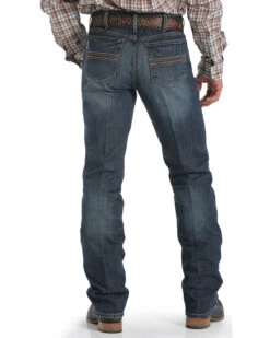 Cinch Men's Silver Label Dark Wash Mid Rise Slim Straight Performance Jeans
