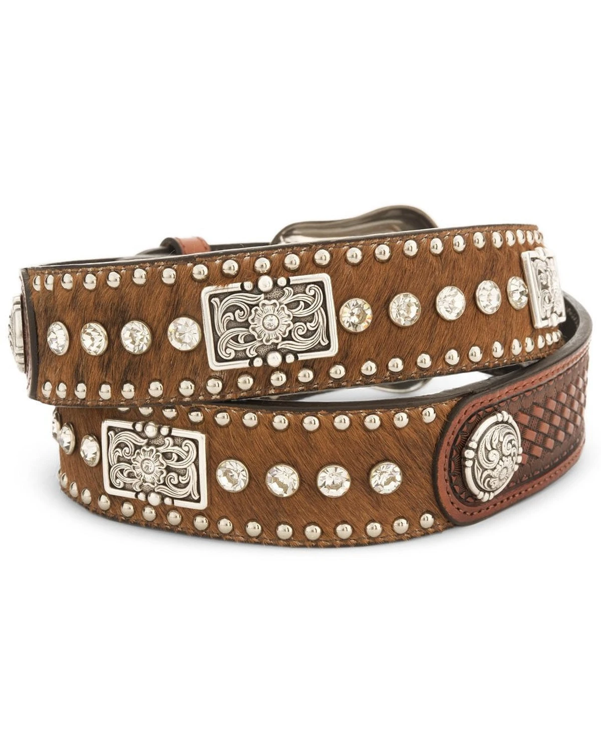 Nocona Men's Crystal Studded Hair-On-Hide Leather Belt - Reg & Big 2 Nocona Men's Crystal Studded Hair-On-Hide Leather Belt - Reg & Big - Image 2