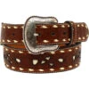 Nocona Men's Lacing Embossed Floral Contrast Western Belt