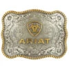 M & F Western Gold & Silver Scalloped Ariat Rope Edge Belt Buckle