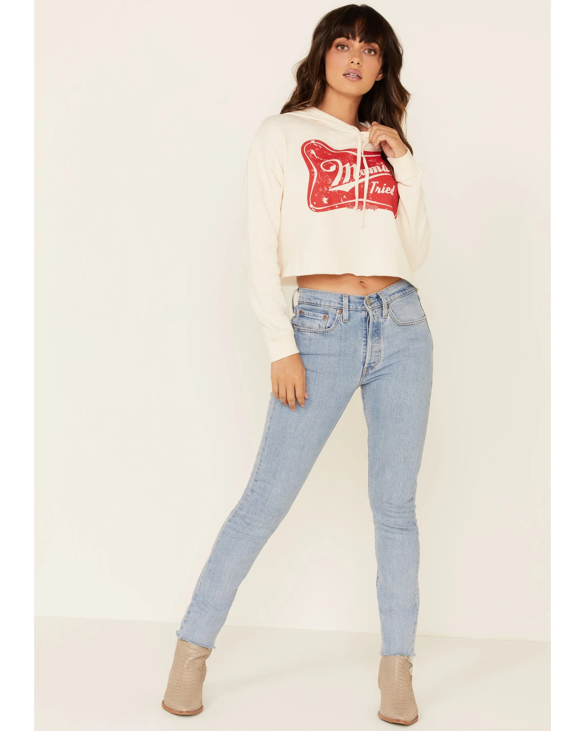 Country Deep Women's Mama Tried Graphic Cropped Hooded Sweatshirt 2 Country Deep Women's Mama Tried Graphic Cropped Hooded Sweatshirt - Image 2