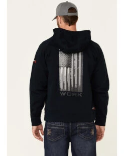 Ariat Men's FR Primo Fleece Alloy Flag Graphic Zip-Front Hooded Work Jacket -Western Cowboy Equipment Store 2000341780 410 P4