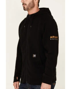 Ariat Men's Black Rebar Thermic Insulated Zip-Front Hooded Work Jacket -Western Cowboy Equipment Store 2000341828 001 P3
