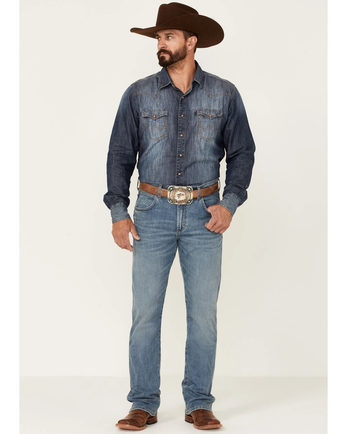 Wrangler Retro Premium Men's Eagleton Light Wash Stretch Slim Bootcut Jeans 1 Wrangler Retro Premium Men's Eagleton Light Wash Stretch Slim Bootcut Jeans