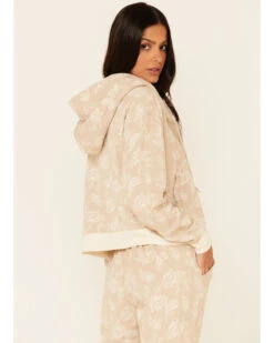 Idyllwind Women's Tan Floral Print Sherpa Zip-Front Hooded Jacket 7 Idyllwind Women's Tan Floral Print Sherpa Zip-Front Hooded Jacket -Western Cowboy Equipment Store 2000342543 280 P4