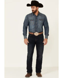 Rock & Roll Denim Men's Hooey Double Barrel Dark Vintage Stretch Relaxed Stackable Bootcut Jeans -Western Cowboy Equipment Store 2000345010 400 P3