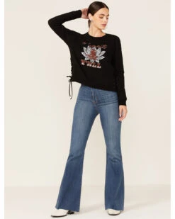 Shyanne Women's Namaste Yall Side Lacing Long Sleeve Graphic Sweatshirt -Western Cowboy Equipment Store 2000351336 001 P4