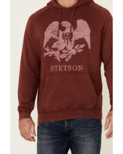 Stetson Men's Red Mineral Wash Distressed Eagle Graphic Hooded Sweatshirt -Western Cowboy Equipment Store 2000354136 400 P3