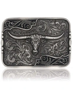 Montana Silversmiths Women's Antiqued Longhorn Belt Buckle