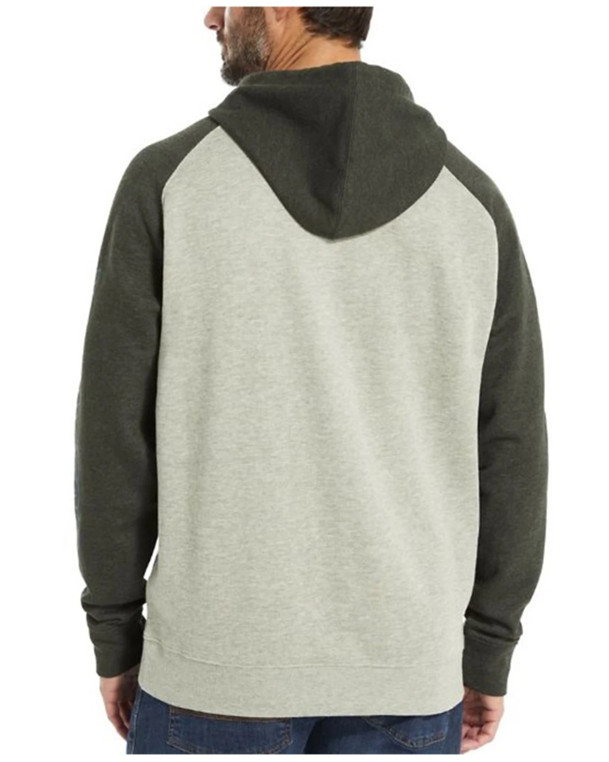 Wolverine Men's Charcoal Raglan Logo Sleeve Hooded Work Sweatshirt 2 Wolverine Men's Charcoal Raglan Logo Sleeve Hooded Work Sweatshirt - Image 2