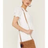 Prime Time Jewelry Women's Suede Leather Tan Crossbody