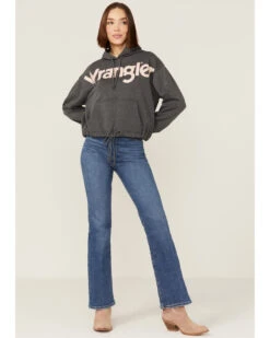 Wrangler Women's Charcoal Rose Logo Cropped Hoodie -Western Cowboy Equipment Store 2000358082 022 P4