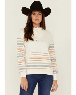 RANK 45 Women's Contrast Serape Sleeve Pullover Hoodie