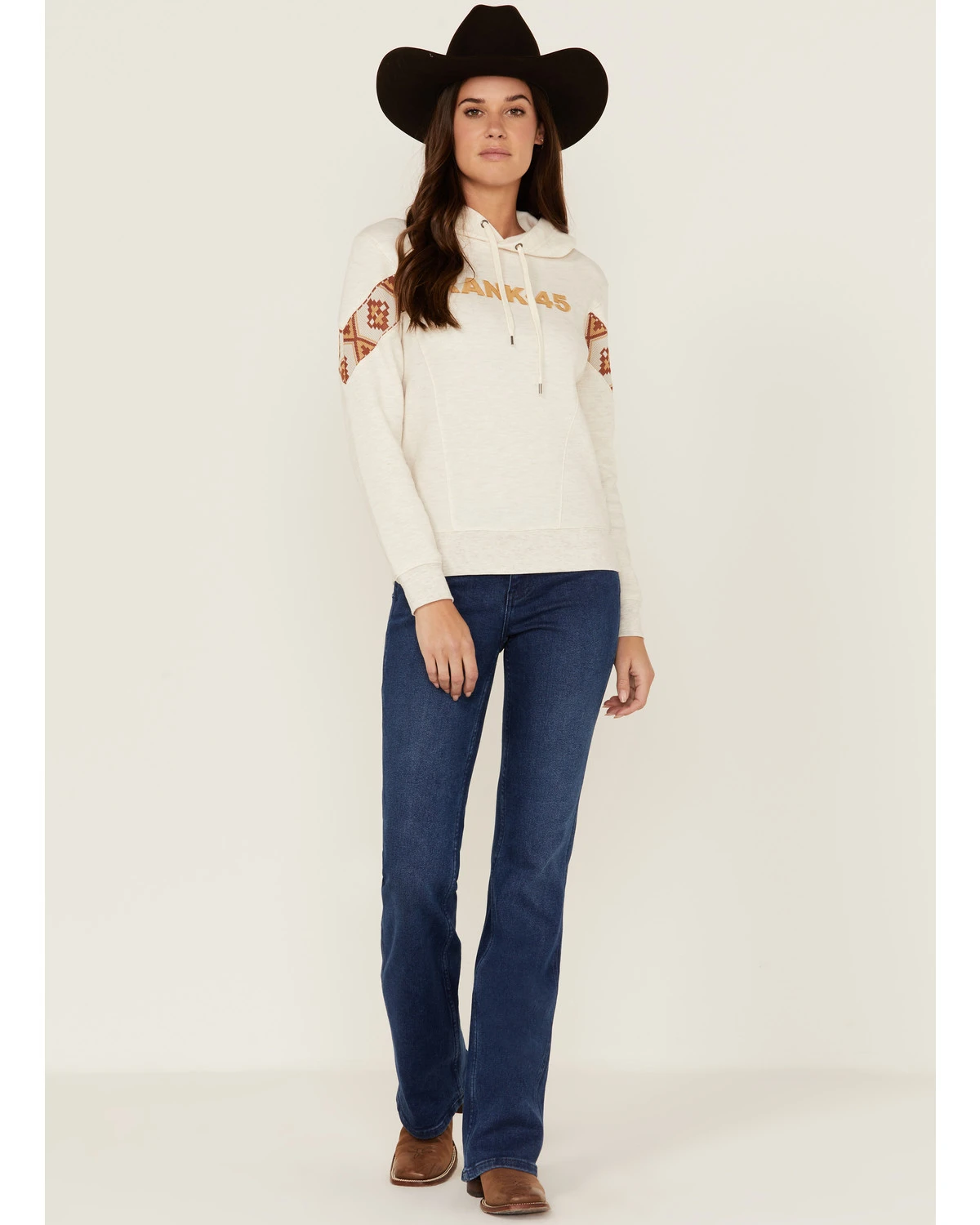 RANK 45 Women's Logo Southwestern Print Sleeve Trim Pullover Hooded Sweatshirt 2 RANK 45 Women's Logo Southwestern Print Sleeve Trim Pullover Hooded Sweatshirt - Image 2