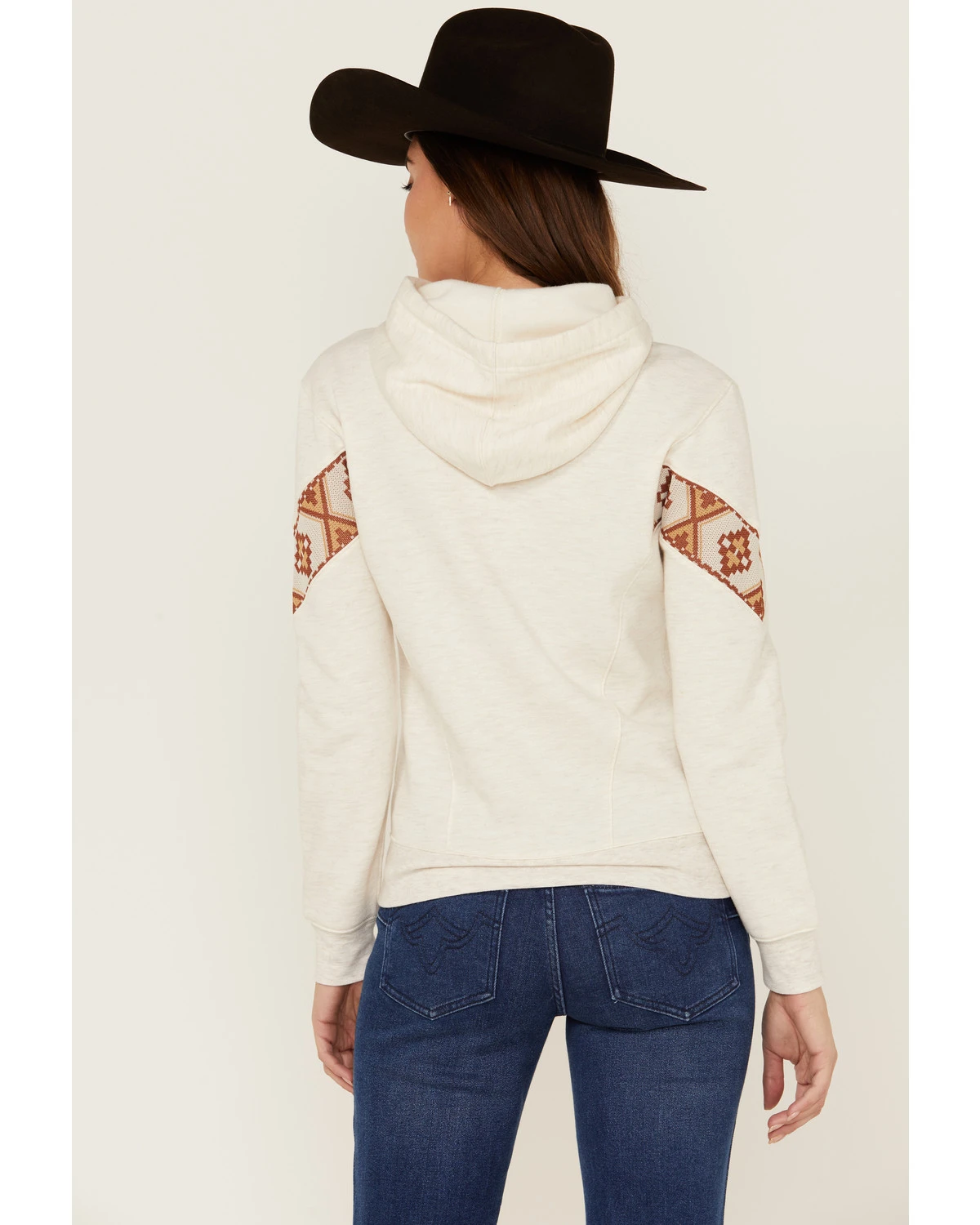 RANK 45 Women's Logo Southwestern Print Sleeve Trim Pullover Hooded Sweatshirt 4 RANK 45 Women's Logo Southwestern Print Sleeve Trim Pullover Hooded Sweatshirt - Image 4