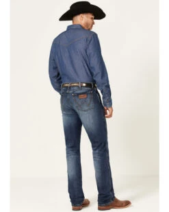 Wrangler Retro Men's Ranch Med Dark Wash Stretch Slim Straight Jeans -Western Cowboy Equipment Store 2000359720 415 P3