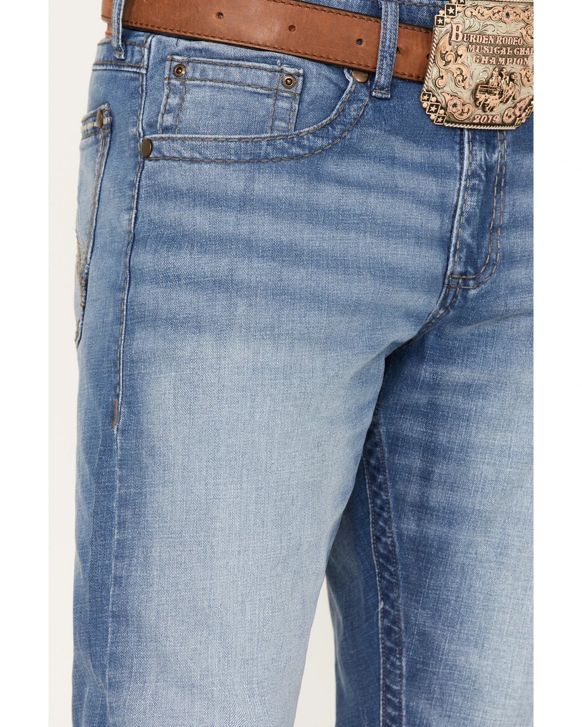 Rock 47 By Wrangler Men's Barlow Light Wash Slim Straight Jeans 2 Rock 47 By Wrangler Men's Barlow Light Wash Slim Straight Jeans - Image 2