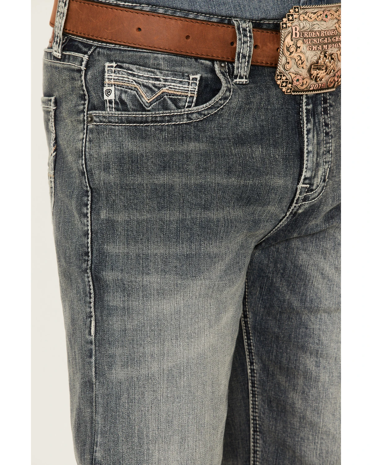 Rock & Roll Denim Men's Medium Vintage Wash Double Barrel Stretch Relaxed Straight Jeans 4 Rock & Roll Denim Men's Medium Vintage Wash Double Barrel Stretch Relaxed Straight Jeans - Image 4