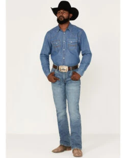 Wrangler Retro Green Men's Valley Light Wash Stretch Slim Bootcut Jeans