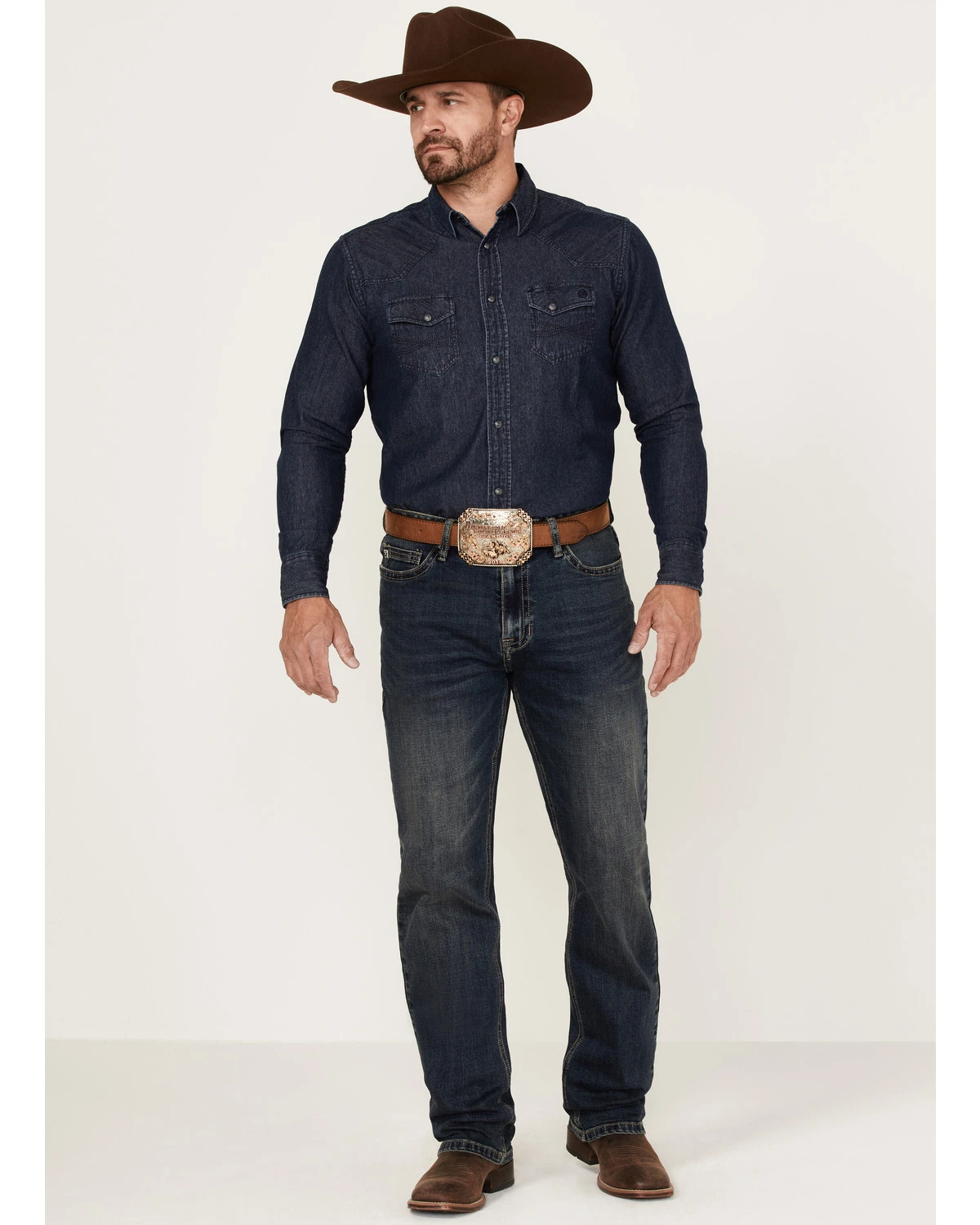 Rock & Roll Denim Men's Hooey Dark Wash Double Barrel Reflex Stackable Bootcut Jeans 3 Rock & Roll Denim Men's Hooey Dark Wash Double Barrel Reflex Stackable Bootcut Jeans - Image 3