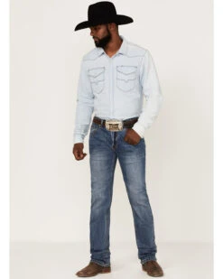 Rock & Roll Denim Men's Hooey Revolver Medium Wash Reflex Stretch Slim Straight Jeans -Western Cowboy Equipment Store 2000367639 203 P3