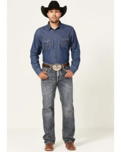 Rock & Roll Denim Men's Double Barrel Medium Wash Two Tone Raise Relaxed Straight Jeans 6 Rock & Roll Denim Men's Double Barrel Medium Wash Two Tone Raise Relaxed Straight Jeans -Western Cowboy Equipment Store 2000367647 203 P3