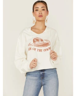 Miss Me Women's Dibs On The Cowboy Graphic Cropped Pullover Hoodie