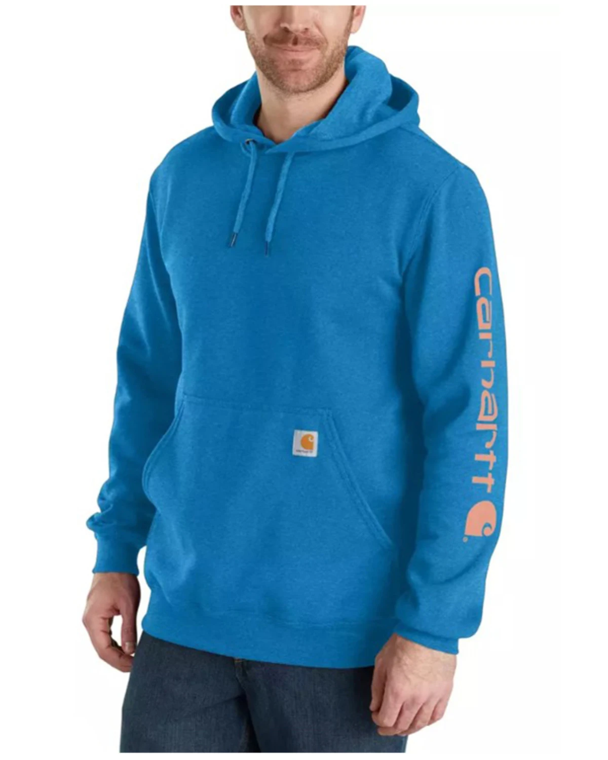 Carhartt Men's Loose Fit Midweight Logo Sleeve Graphic Hooded Sweatshirt 1 Carhartt Men's Loose Fit Midweight Logo Sleeve Graphic Hooded Sweatshirt