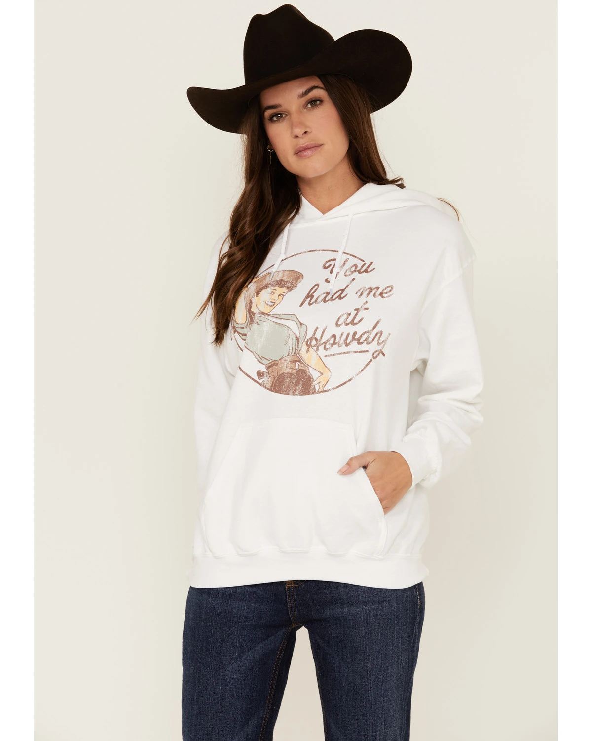 Goodie Two Sleeves Women's You Had Me At Howdy White Graphic Hoodie 1 Goodie Two Sleeves Women's You Had Me At Howdy White Graphic Hoodie