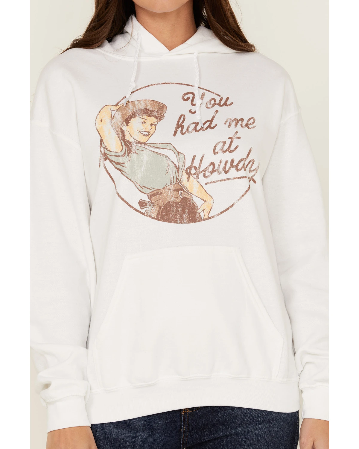 Goodie Two Sleeves Women's You Had Me At Howdy White Graphic Hoodie 2 Goodie Two Sleeves Women's You Had Me At Howdy White Graphic Hoodie - Image 2