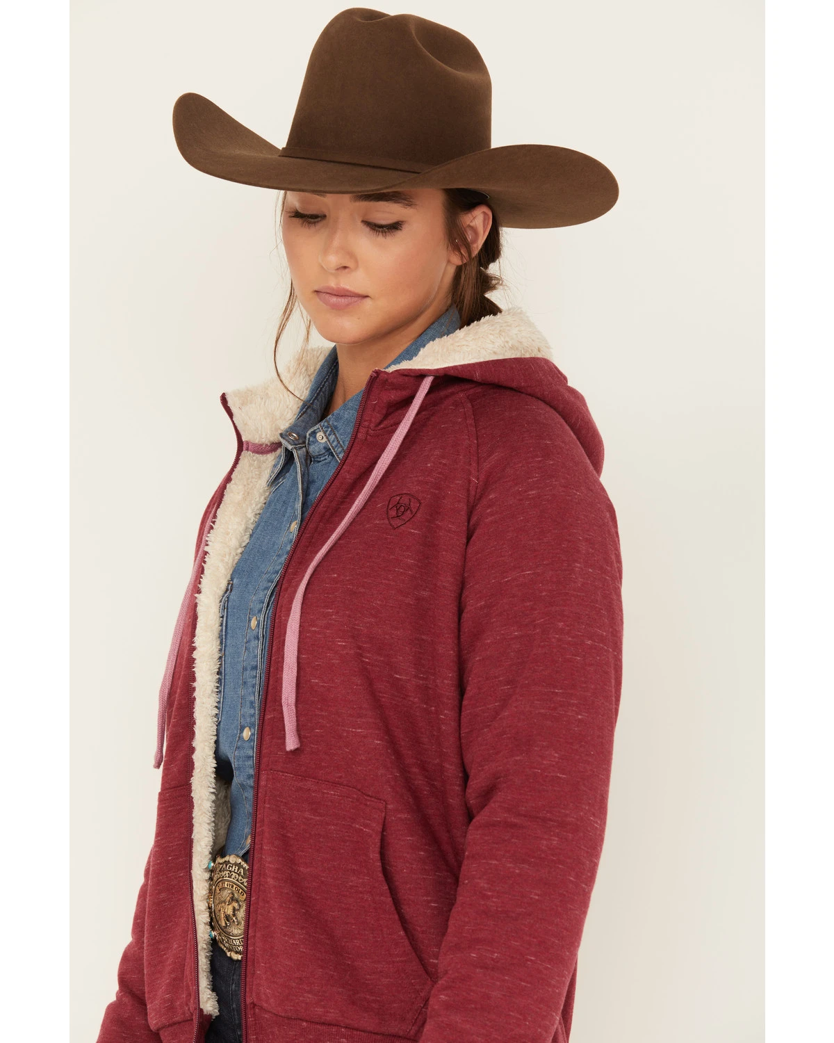 Ariat Women's R.E.A.L Sherpa Full Zip Sweatshirt Hoodie 2 Ariat Women's R.E.A.L Sherpa Full Zip Sweatshirt Hoodie - Image 2