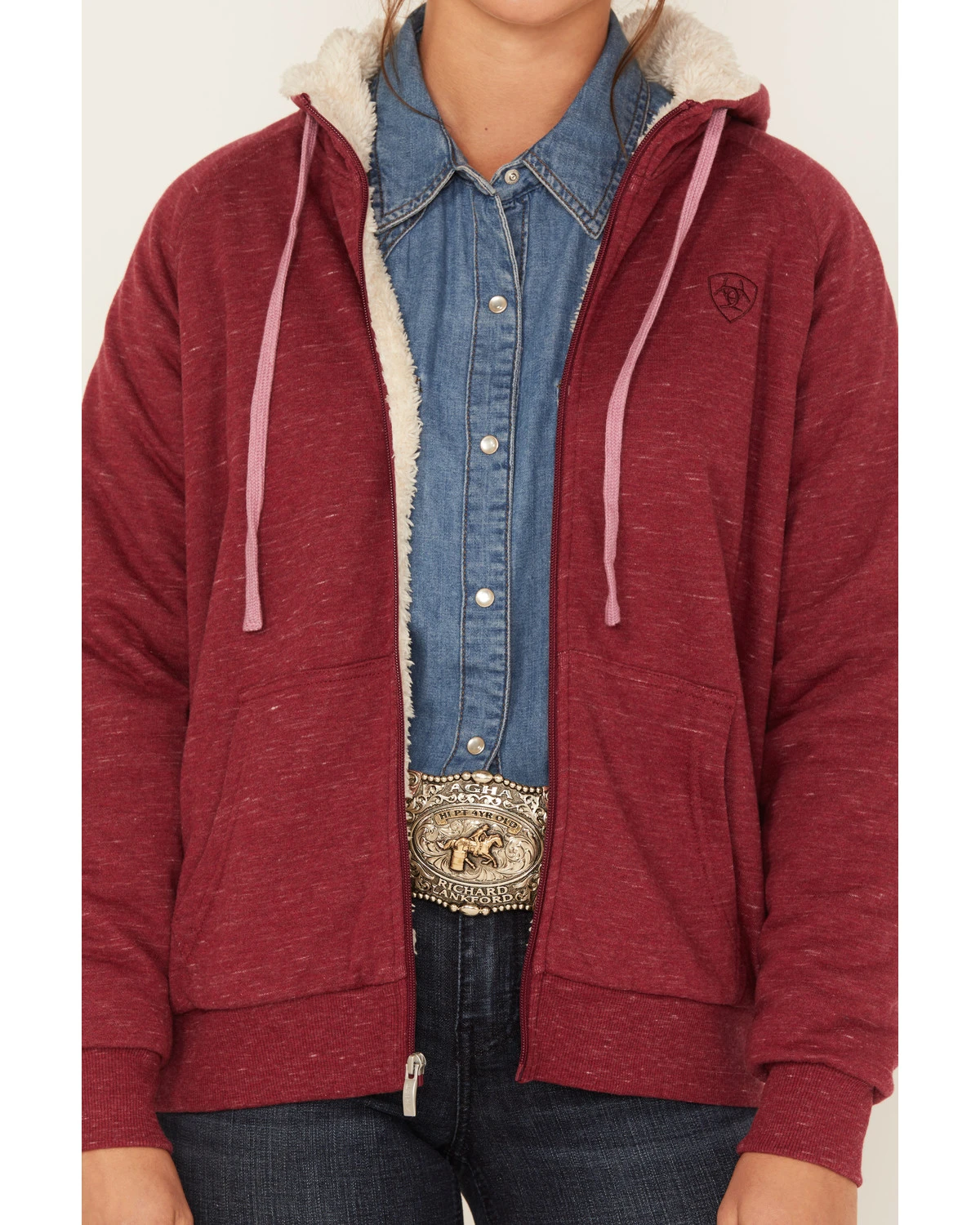 Ariat Women's R.E.A.L Sherpa Full Zip Sweatshirt Hoodie 3 Ariat Women's R.E.A.L Sherpa Full Zip Sweatshirt Hoodie - Image 3