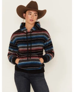 RANK 45 Women's Serape Stripe Plush Fleece Hoodie