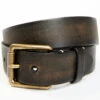 Brother & Sons Men's Distressed Leather & Brass Buckle Belt