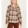 Cleo + Wolf Women's Tau Plaid Print Hooded Flannel Long Sleeve Shirt