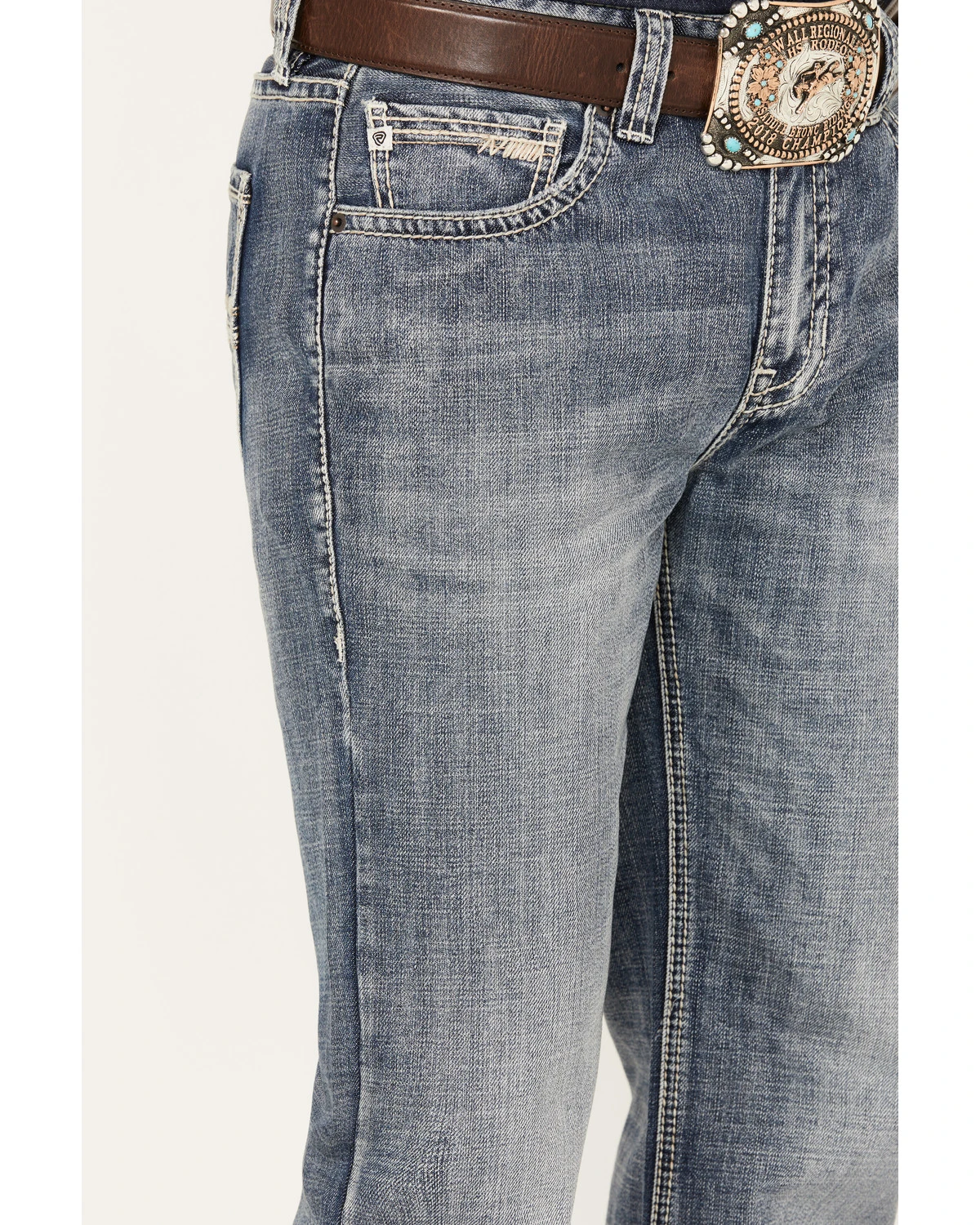 Rock & Roll Denim Men's Double Barrel Medium Vintage Wash Straight Leg Denim Jeans 4 Rock & Roll Denim Men's Double Barrel Medium Vintage Wash Straight Leg Denim Jeans - Image 4