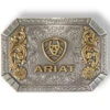 M & F Western Men's Silver Rectangular & Gold Floral Emblem Belt Buckle