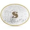 Montana Silversmiths Classic Western Oval Two-Tone Initial Belt Buckle - S