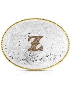 Montana Silversmiths Classic Western Oval Two-Tone Initial Belt Buckle - Z