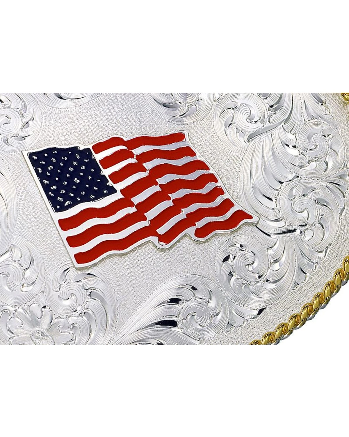 Montana Silversmiths American Flag Oval Buckle 2 Montana Silversmiths American Flag Oval Buckle - Image 2